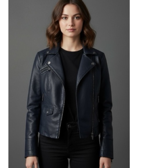 Soft Blue Biker Jacket by NYCo - Picture 1 of 8